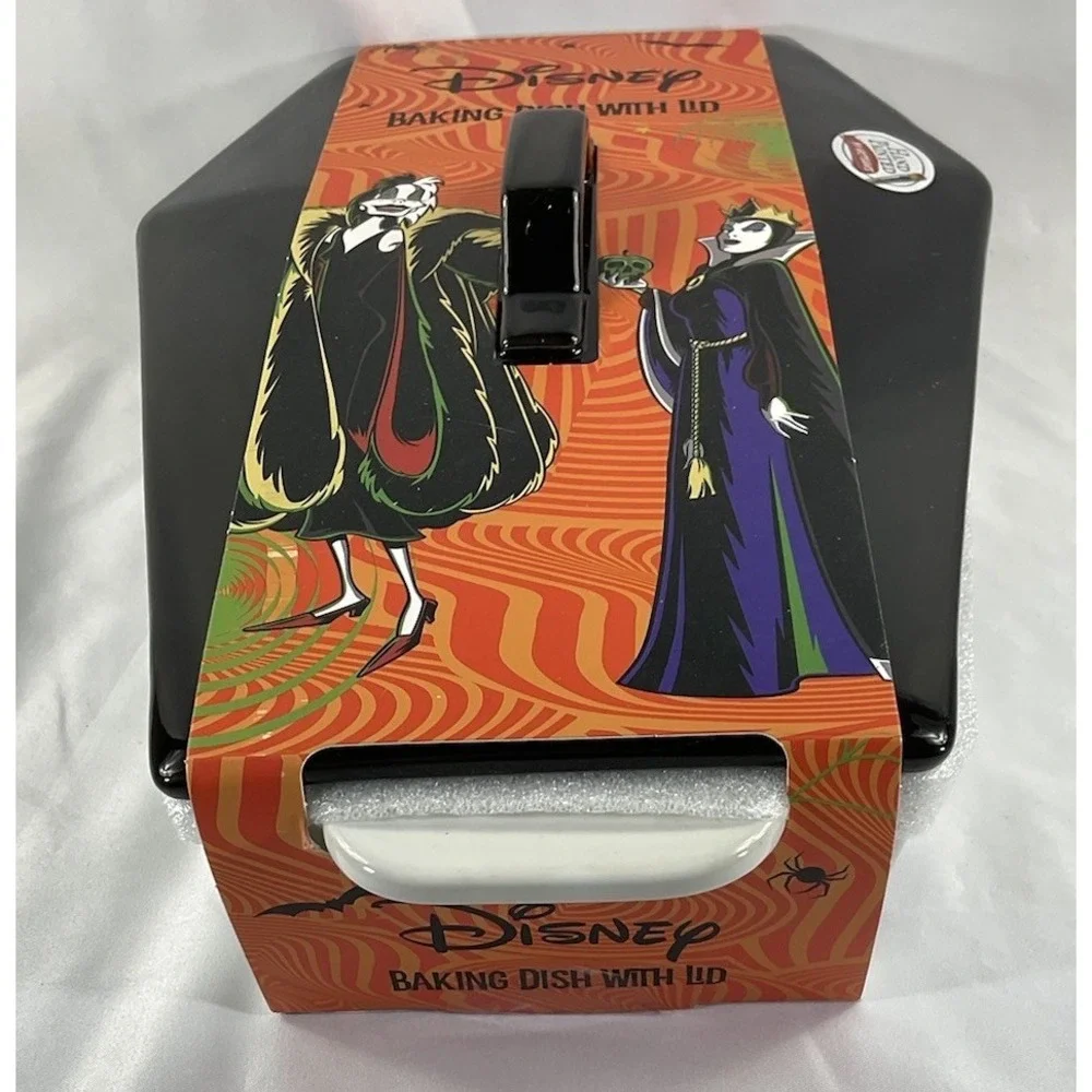 Disney Villains Spooky Halloween Coffin Baking Dish w/ Lid White New! Ceramic.